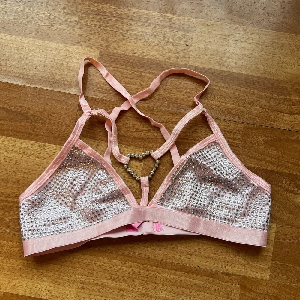 Sugar Thrills Pink Rhinestone Heart Bralette